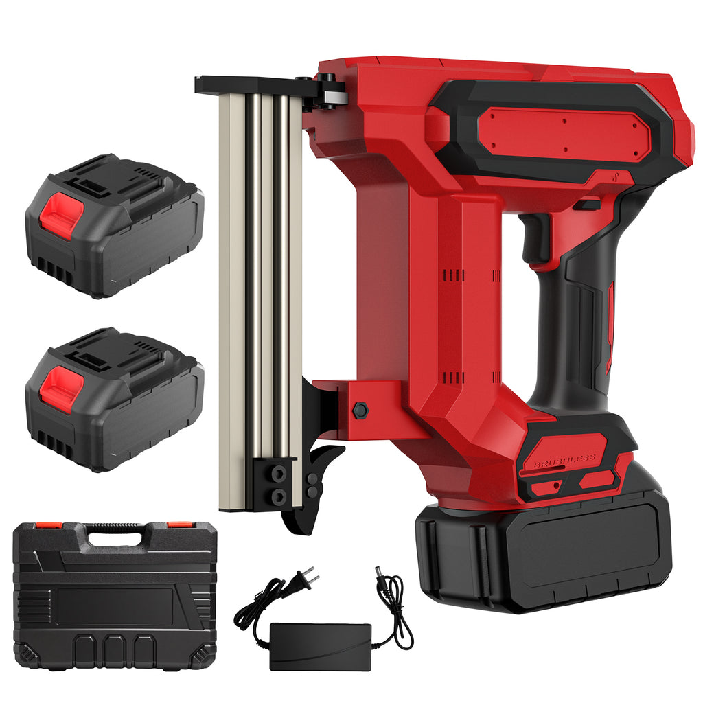 Cordless Brad Nailer Staple Gun - Complete Kit with 2 Batteries