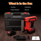 What is in the Box - Tool Box, Batteries, Adapter, Manual